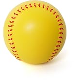 GKK 12 inch Foam Training Softballs, Yellow with Red Spray Lines 4-Pack Hitting Practice, Suitable for Teenagers, Practice Throwing, Safe for Soft Materials