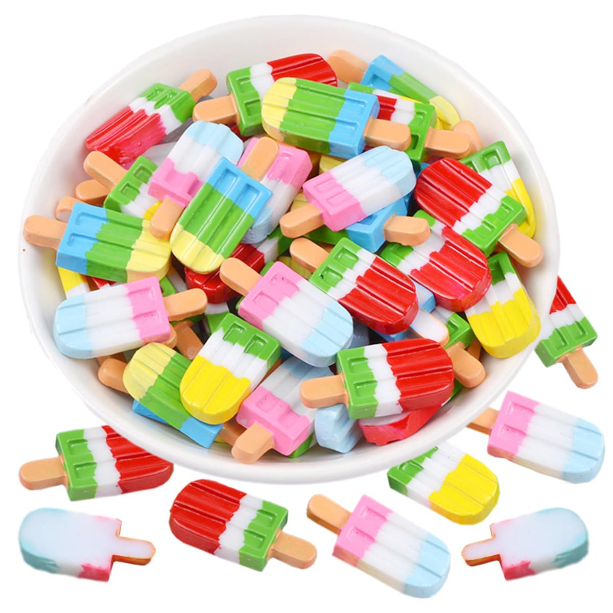 30 Pack Cute Charms Beads Chocolate Ice-Lolly Dessert Ice Cream Resin Charms Slices Flatback Buttons for Handcraft Accessories Scrapbooking Phone Case Decor Jewelry Making (Ice-Lolly)