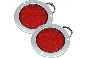 DUZFOREI Round LED Trailer Tail Light Red, 4" Inch Universal Round Truck Trailer Tail Stop Turn Brake Lights, Replacement for