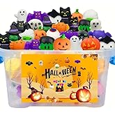 36Pcs Halloween Kawaii Squishies Treasure Box Mini Mochi Squishy Squeeze Toys Stress Reliever Anxiety Packs for Kids Halloween Party Favors (Halloween)