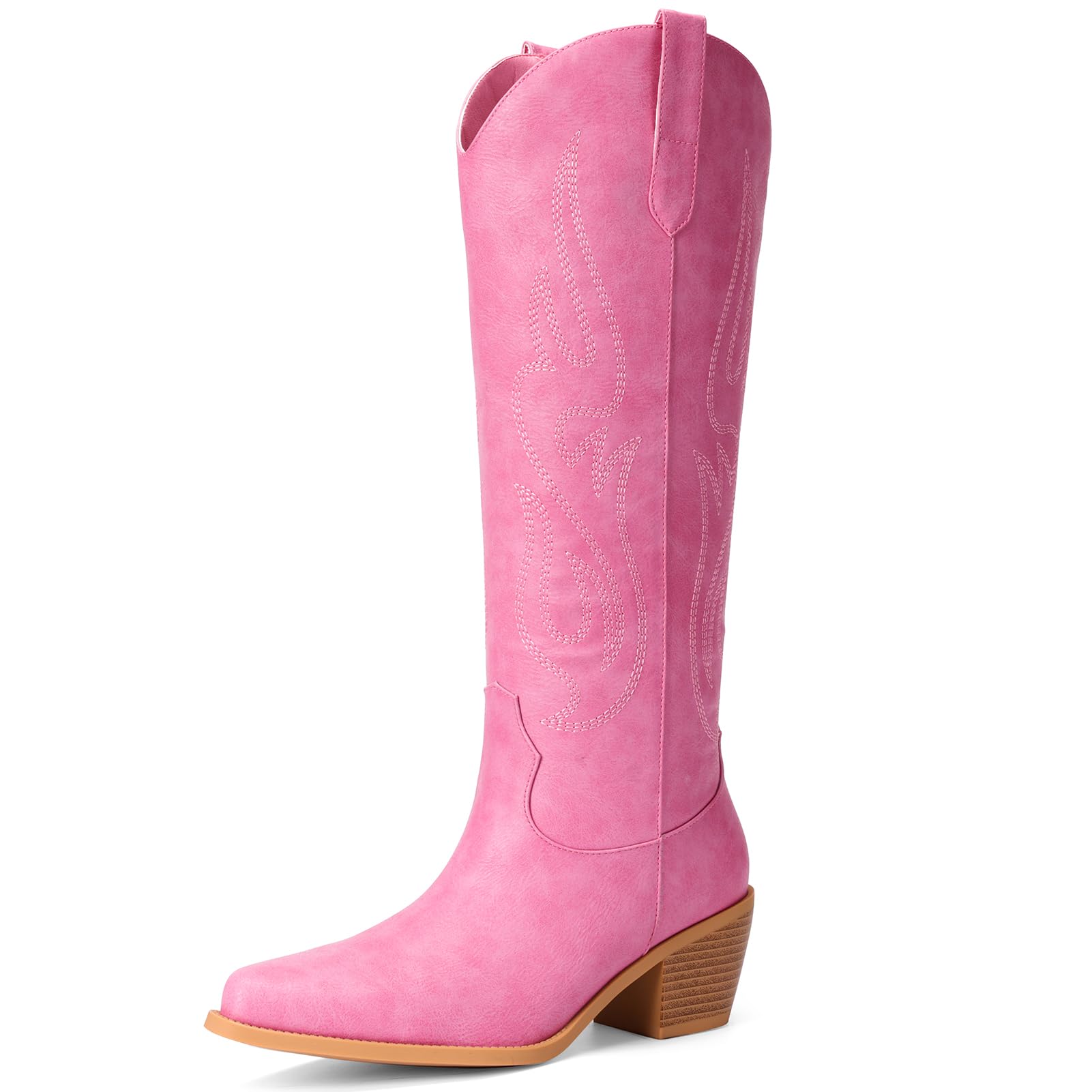 Pasuot Pink Cowgirl Boots for Women - Wide Calf