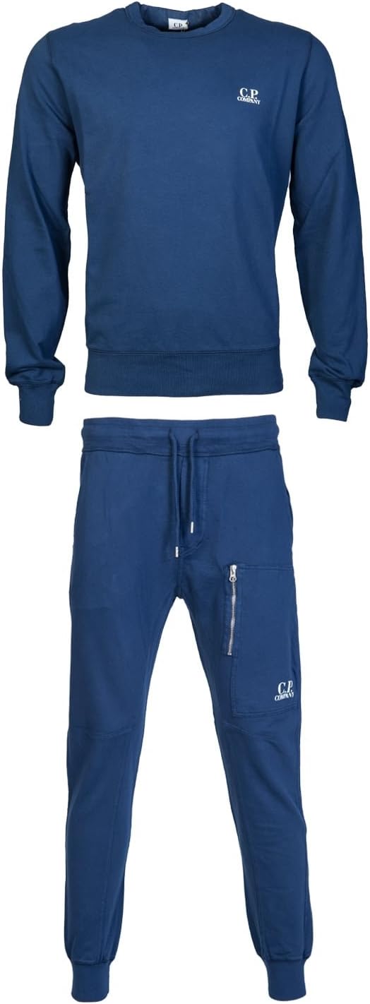 CP Company Garment Dyed Light Fleece Sweatshirt in Blue