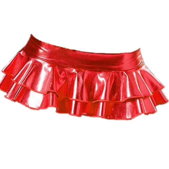 LUFA Frauen sexy super kurzen metallischen Minirock Wetlook Clubwear gefalteten Rock