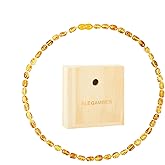 ELEGAMBER Baltic amber necklace for women Gift Set -100% Certified and Authentic Premium Quality Raw Baltic Amber-True amber stone bead. (18 inch,medium size cognac)