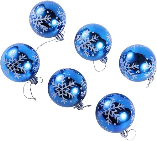 6pcs Incassable Luxe Boules De Noel Décorations Suspensions Sapin De Noel Brillantes Bleuargent 6cm24