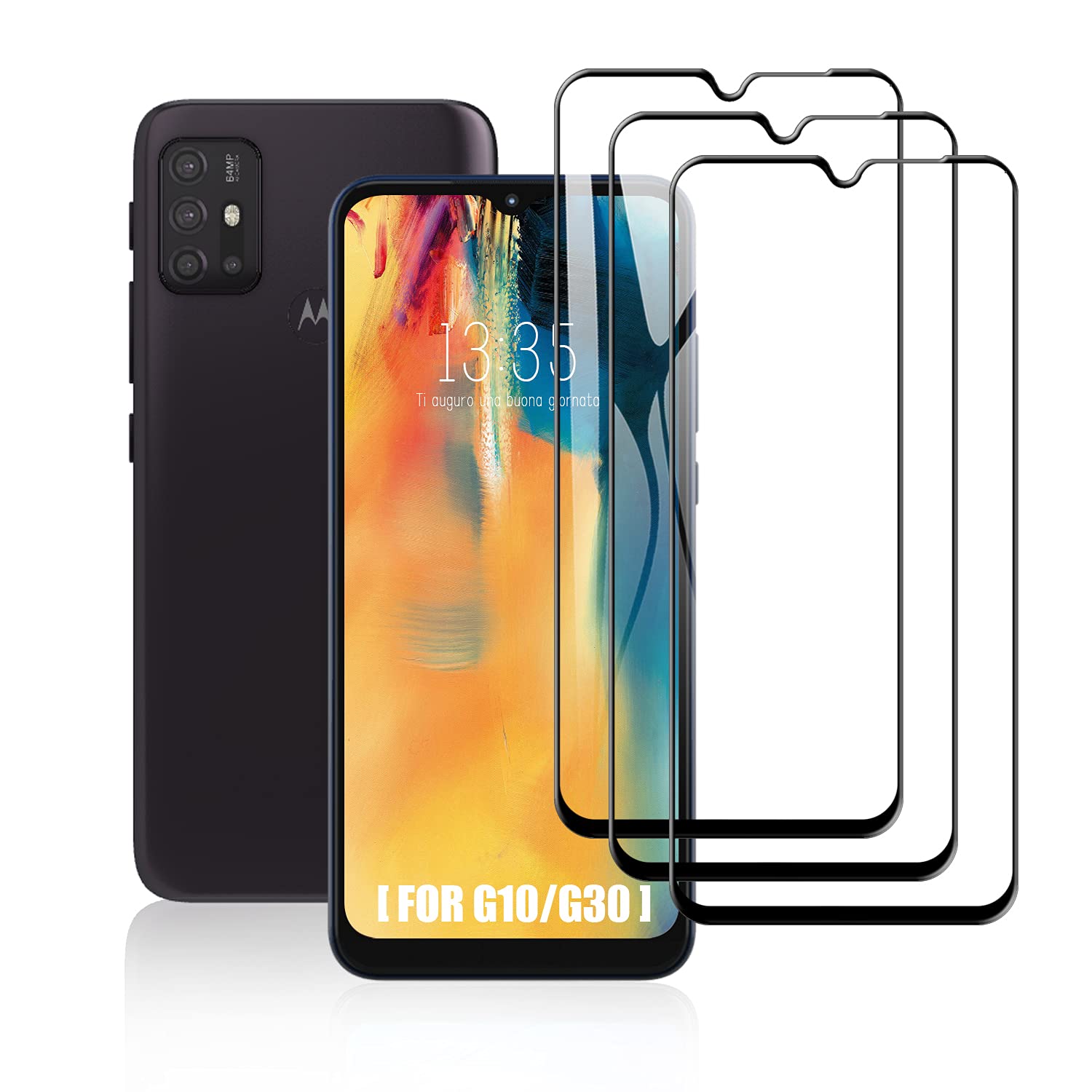 SCL Screen Protector Compatible with Moto G10 / G30 Screen Protector Motorola G10 / G30 Tempered Glass Film [3-Pack], [Full Coverage, Easy Installation, Bubble-free, 9H Hardness]