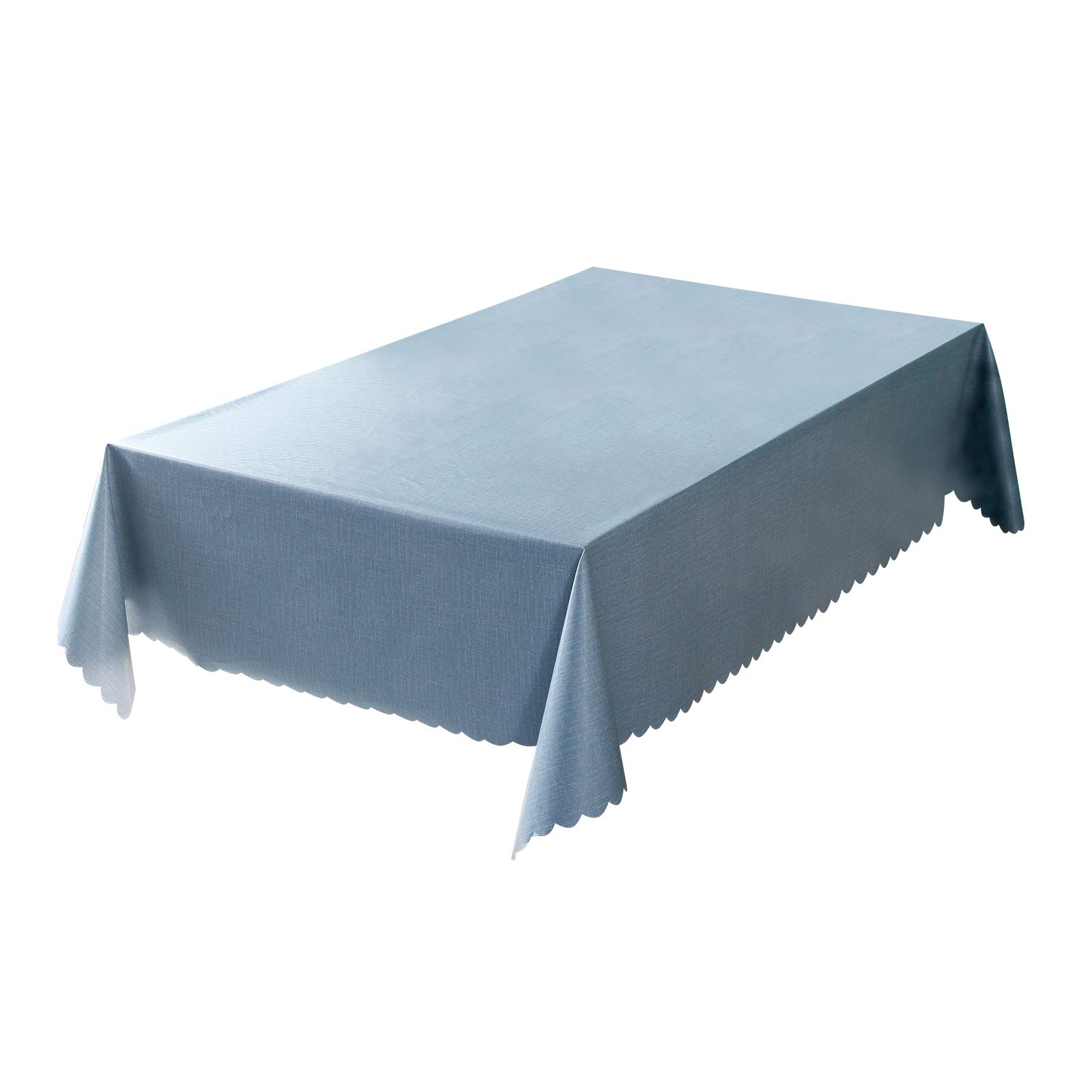 rismart Waterproof Tablecloth Rectangle PVC Table Cloth for Dining Room Kitchen 140 x 300 cm Blue