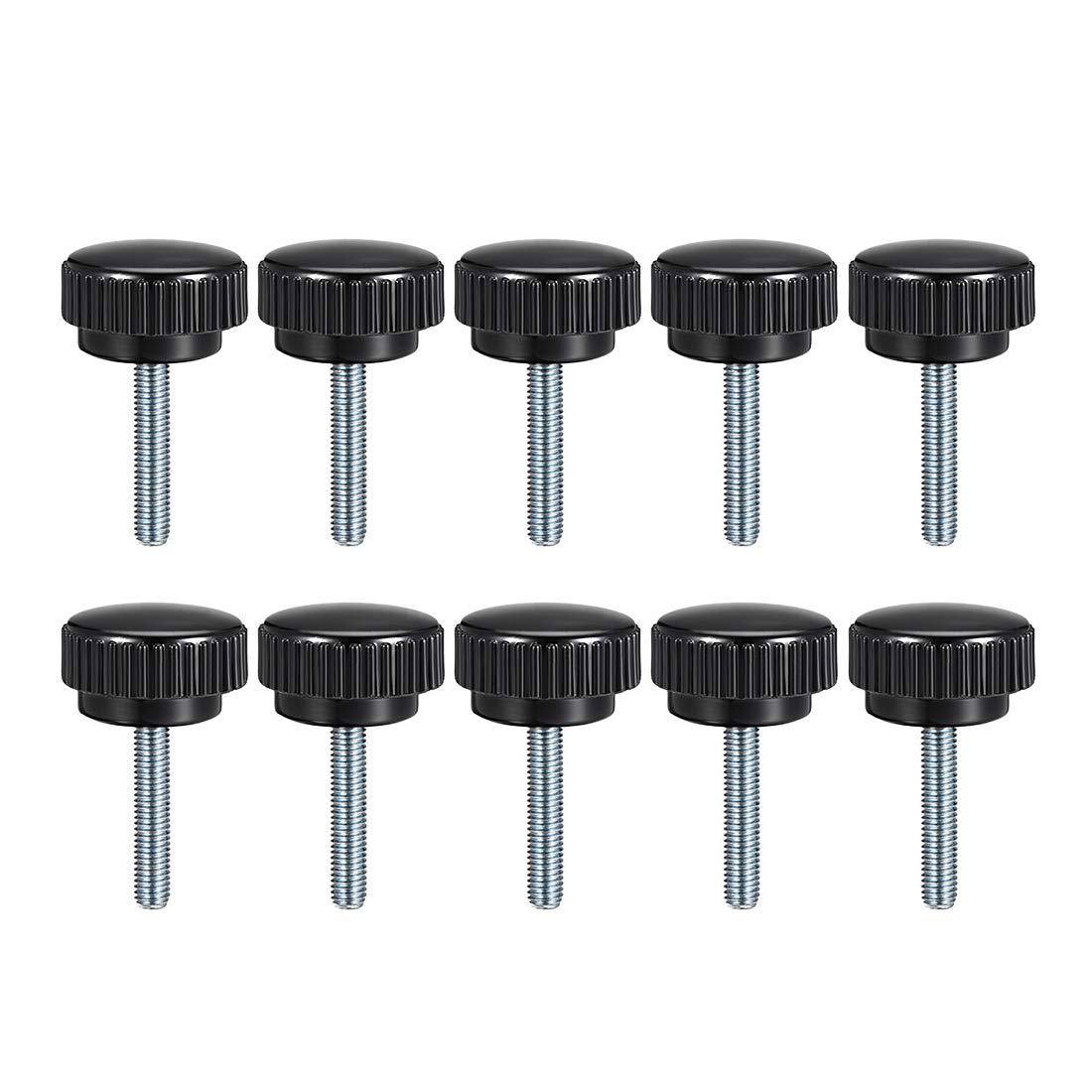 sourcing map M8 x 35mm Metric Male Thread Knurled Clamping Knobs Grip Thumb Screw on Type Hand Clamping Handle Bolt with Plastic Knobs Black 10 Pcs