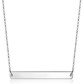 Zillaly Gold Silver Rose Gold Horizontal Bar Necklace Stainless Steel 18K Gold Plated Bar Necklace Ladies Adjustable Chain