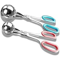 Meat Baller, 2 PCS None-Stick Meatball Maker with Detachable Anti-Slip Handles, Stainless Steel Meat Baller Tongs, Cake Pop, 