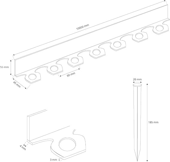 HOLZBRINK Delimitador de Jardín para Céspedes Cinta Elástica PVC ...