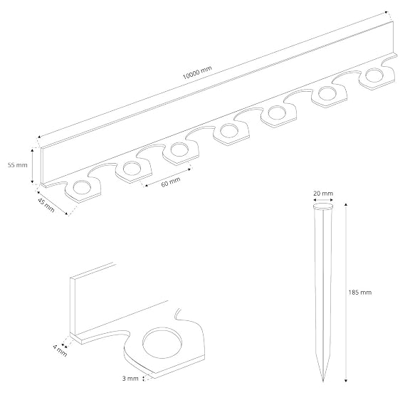 HOLZBRINK Delimitador de Jardín para Céspedes Cinta Elástica PVC ...