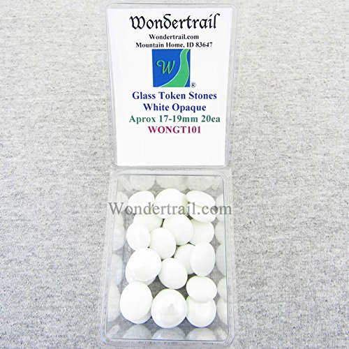 White Opaque Glass Tokens 17-19mm Aprox 23/32in Pack of 20 Wondertrail