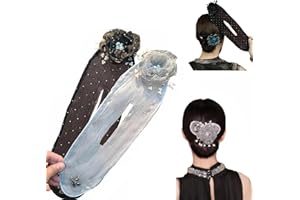 DANONI 2/6PCS Ball Hair Clip,Flower Hair Bun Roller,Hair Bun Maker for Long Thick Hair,Hand Embroidered Flowers Deft Bun,Deft Bun Hair Twister,Easy Fast Snap Roll Hair Accessories for Women (2Pcs-A)