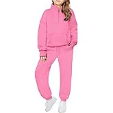 Zaclotre Girls Sweatsuit 2 Piece Outfits Fall Winter Fleece Half Zip Thumb Hole Sweatshirts and Sweatpants Joggers Set