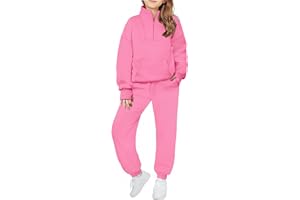 Zaclotre Girls Sweatsuit 2 Piece Outfits Fall Winter Fleece Half Zip Thumb Hole Sweatshirts and Sweatpants Joggers Set