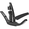 D’Addario Accessories Guitar Capo – NS Artist Drop Tune - For 6 String Acoustic Guitars - For Drop Tuning - Single Hand Use – Integrated Pick Holder and NS Micro Tuner Mounting Bracket - Black