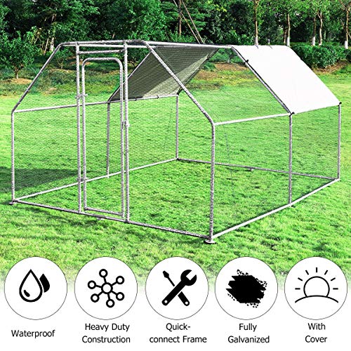 Giantex Large Metal Chicken Coop Walkin Chicken Coops Hen Run House Shade Cage with Waterproof