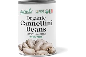 Food to Live Organic Italian Canned Cannellini Beans, 14 oz (Pack of 1) - Unsalted Non-GMO White Kidney Beans. Good Source of Fiber and Protein