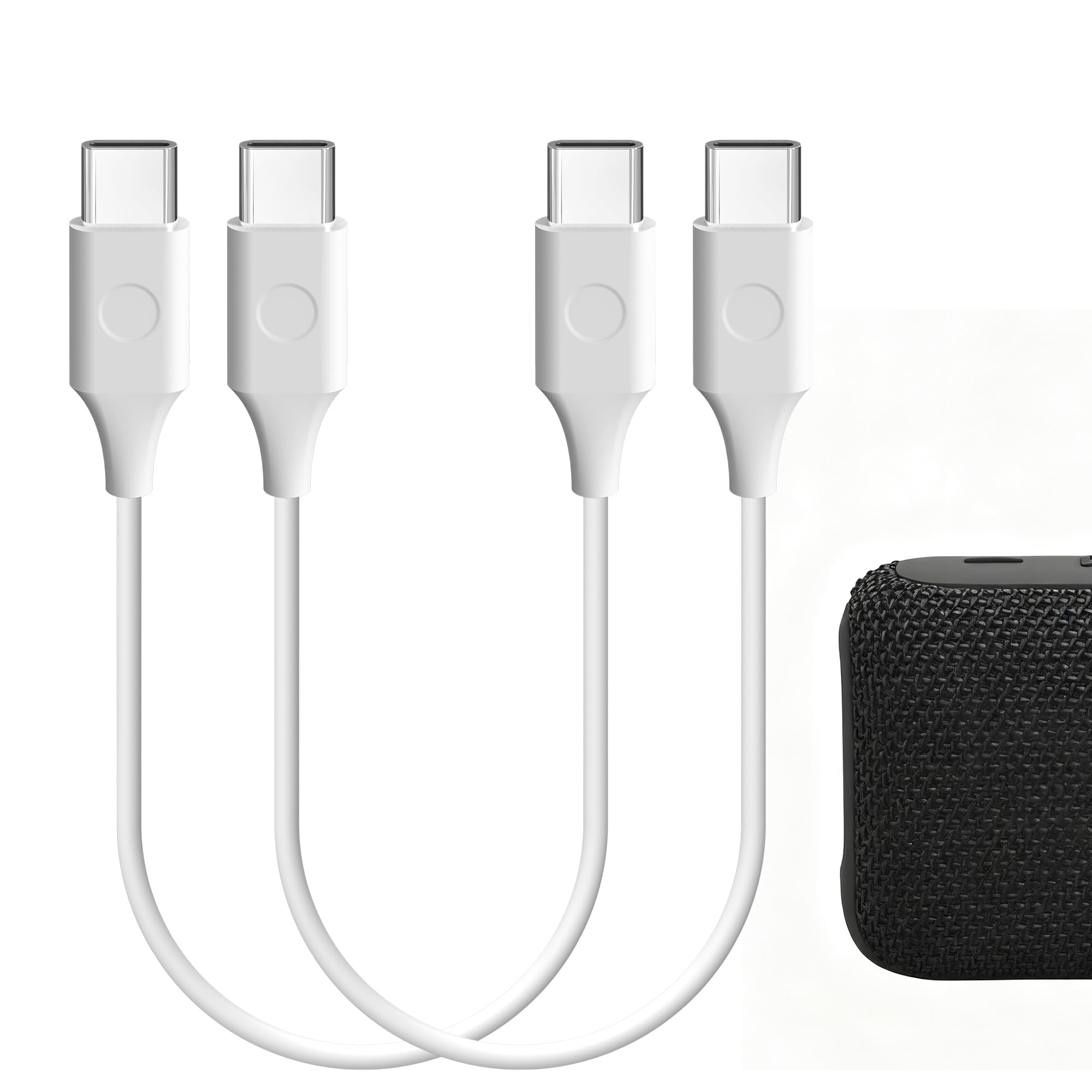 Geekria Type-C Speakers Charger Cable Compatible with JBL GO 4, CLIP5, Flip 7/6, Charge 6/4, USB-C to USB-C Replacement Power Charging Cord (1 ft / 30 cm 2 Pack)