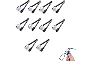 10 Pcs Lens Cleaning Tongs, Mini Microfiber Eyeglass Cleaner Clip, Portable Reusable Sunglasses Cleaner Tool with Soft Brush 