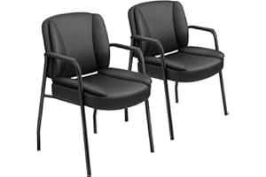 JUMMICO Office Guest Chair Reception Chair for Office Reception Lobby PU Leather Waiting Room Chair with Armrests Executive Office Chair Upholstered Set of 2