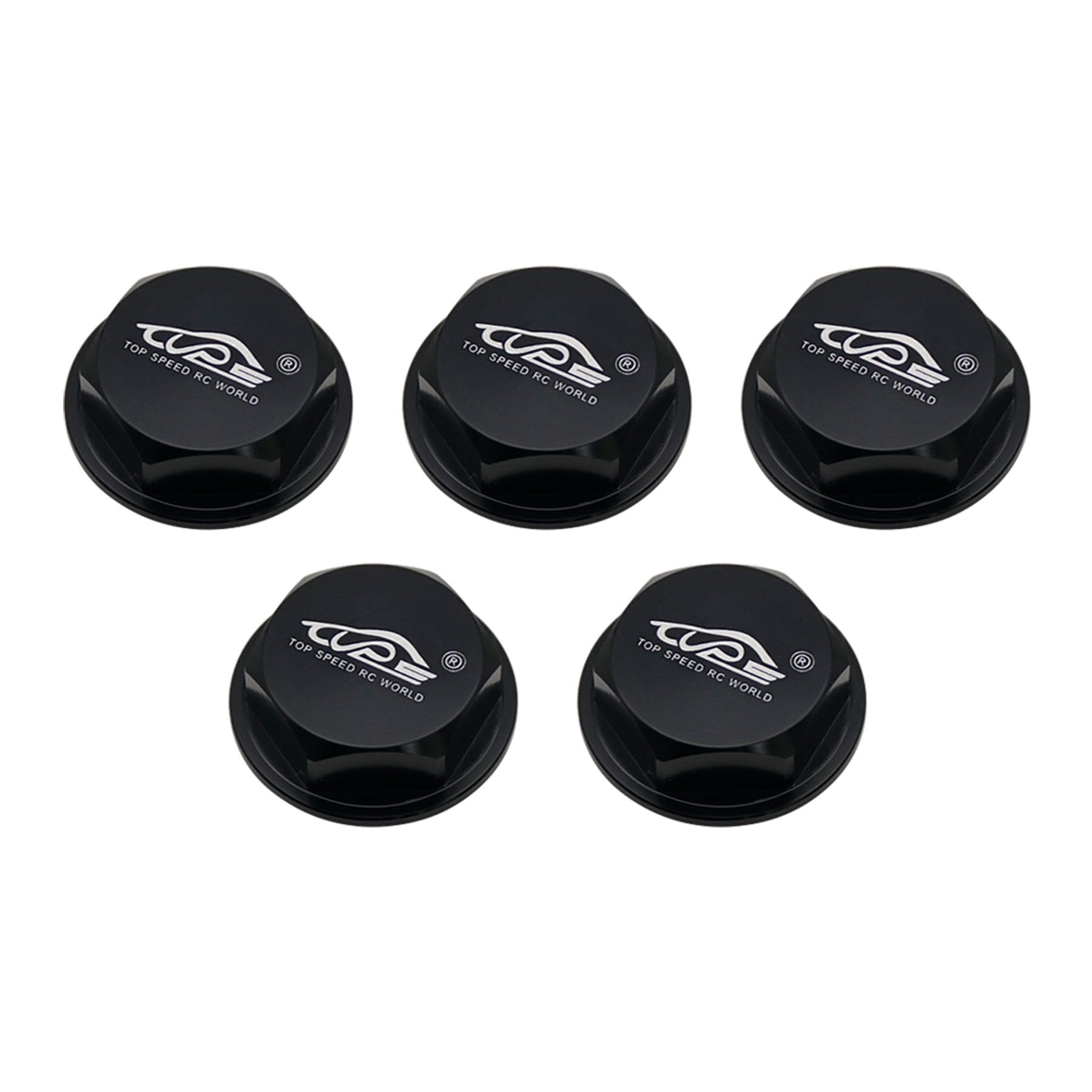 smTSRC Wheel Nut Cap 17mm 5PCS for 1/5 RC HPI BAJA 5B 5T 5SC Rovan King Motor (Black)