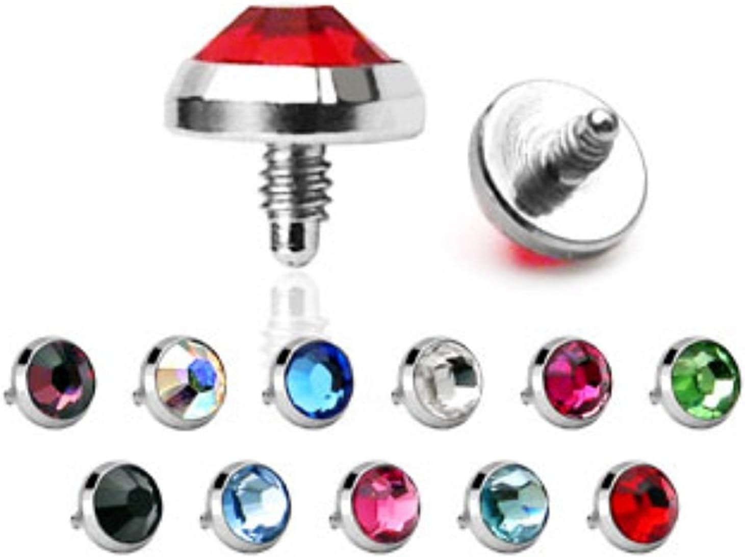 Dermal Anchor Top Body Jewelry Flat Gem 16g Surgical 3mm, 4mm, 5mm (Purple 5mm)