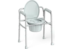 HOMLAND 3-in-1 Bedside Commode with Sturdy Dual-Crossbar Support Construction, Stable Commode Toilet with 7.5Qt Bucket, 350 L