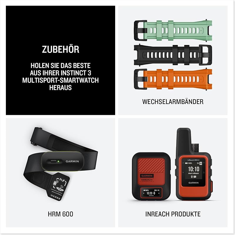 Instinct 3 50mm SOLAR – GPS-Multisport-Smartwatch, 1,1" Display, bis zu 40 Tage Akkulaufzeit, 80+ Sport-Apps, Navigationsfunktion, smarte Features, LED-Taschenlampe, wasserdicht