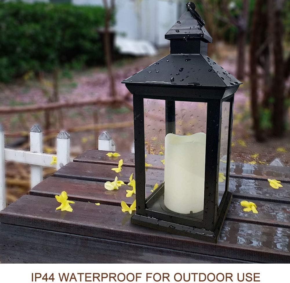 Bright Zeal 14 Inch Decorative Candle Lantern Black Outdoor Lanterns With Timer Candles - IP44 Waterproof Vintage Lanterns Battery Powered LED Hanging Decorative Lanterns For Wedding Indoors Tabletop: Home Improvement