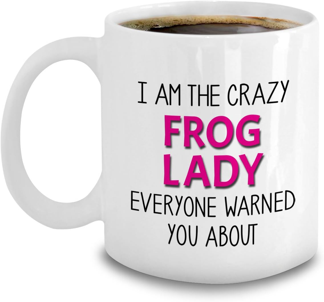 Amazon Com Crazy Frog Lady Mug Novelty Frog Themed Office Gifts For Women 11oz Ceramic Coffee Tea Cup Kitchen Dining amazon com