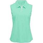 BGOWATU Women's Golf Shirts Sleeveless Polo Shirts Collared 3 Buttons Tennis Tank Tops UV Protection Quick Dry