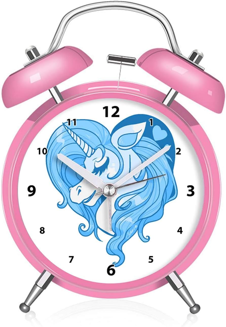 Pink QCNZ1 Unicorn Alarm Clock for Girls for Kids and Teen Loud Bell