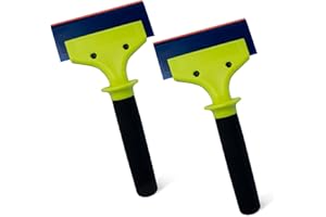 NEWISHTOOL 2 Pack Rubber Squeegee with Nylon Handle for Water Removal, Glass Cleaning, PPF Installing and Window Film Application (5-Inch Blade with Long Handle)