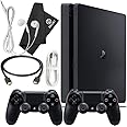 PlayStation 4 Slim 500GB Console Bundle - Includes the PS4 Slim Console 500GB, 2 Dualshock 4 Wireless Controllers, MicroUSB Charging Cable, HDMI cable, Wired Earbuds and Microfiber Cloth (Renewed)
