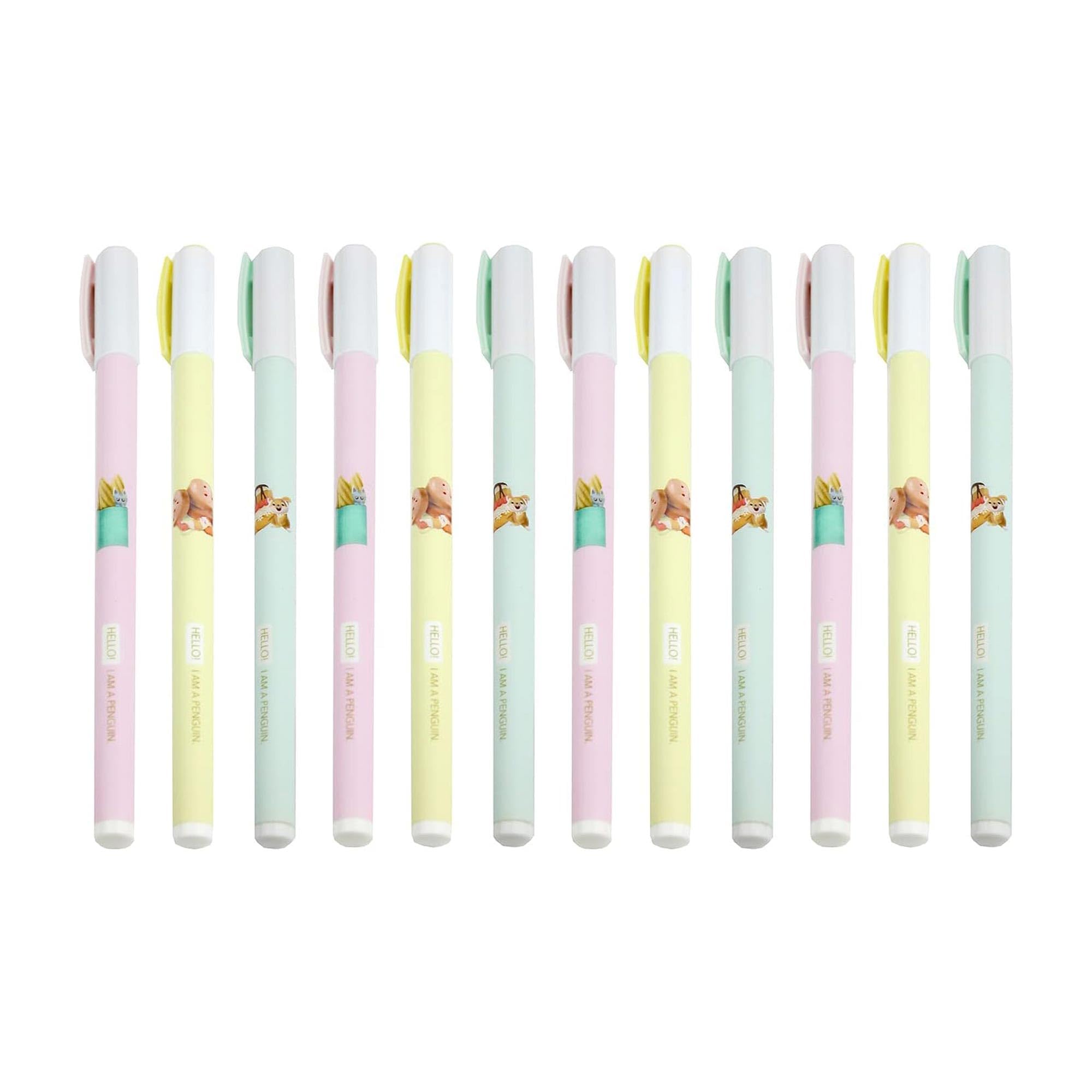 Emartbuy Pack of 12 Smooth Writing Gel Pens Black Gel Ink .50mm Tip - I am a Penguin