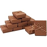 Juvale Jewelry Gift Boxes - 3.7 x 2.9 x 1.3 In, Kraft, Pack of 12 - Velvet Lined & Bow Lid Cardboard Necklace Box