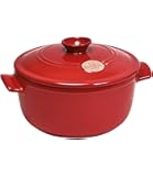 Emile Henry Flame Round Stewpot Dutch Oven, 4.2 Quart, Burgundy
