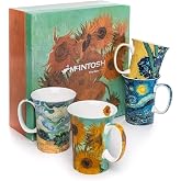 McIntosh Van Gogh Fine Bone China Set of 4 Mugs with Matching Gift Box (11 oz)
