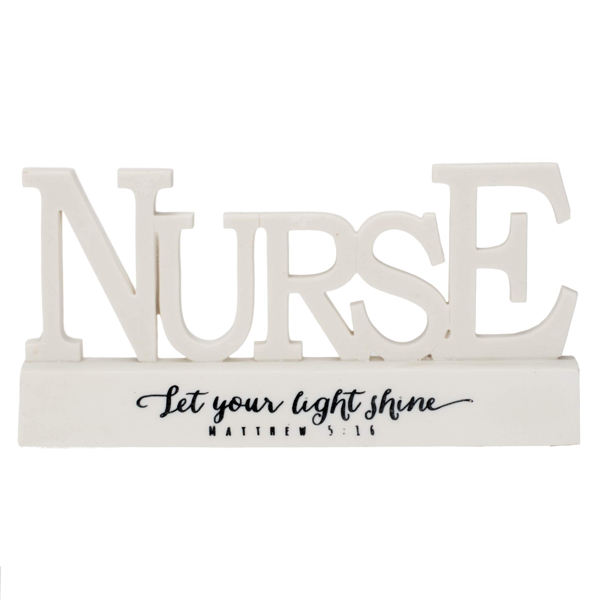 Nurse Matthew 5:16 Word on Pedestal White 3.5 x 6.5 Resin Stone Table Top Sign Plaque