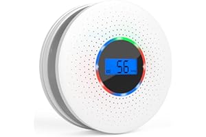 CHZHVAN Smoke Detector Carbon Monoxide Detector Combo, Dual Sensor Combination Smoke and CO Alarm Replaceable Battery Fire Alarm with LCD Display & Test Button for Travel, Home (Not Hardwired)