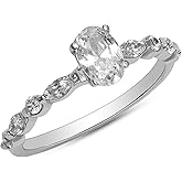 LeCalla 925 Sterling Silver CZ Rings for Women | Round Halo CZ Engagement Rings | Cubic Zirconia Wedding Band Promise Rings for Her | Ring Size 5-8No.