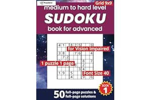 Medium to Hard Sudoku Book vol. 1 for The Visually Impaired: Supersized Font 40, Super Large Print Puzzle Books for Adults & 