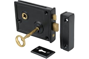 A29 Cast Iron Horizontal Rim Lock, Black Powder-Coated Finish