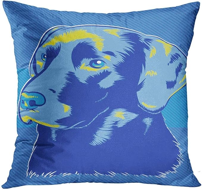 xububaihuodian Schwarzer Labrador-Hund, Pop-Stil, blaues goldenes