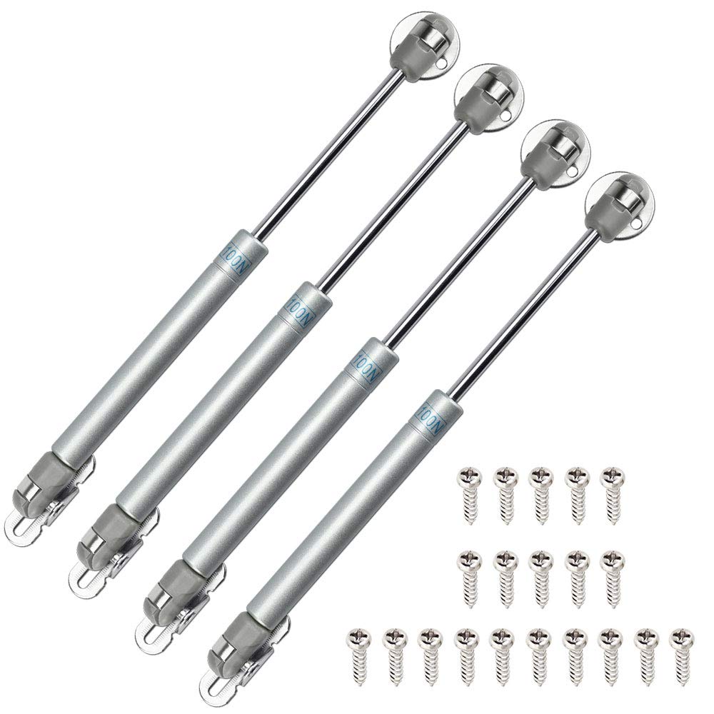 KBNIAN 4 Pcs Lid Stay Soft Close Hinge Hydraulic Gas Struts 10 inch Universal Gas Spring Lift Support Struts Pneumatic Cabinet Door Lift 100N for Furniture Cupboard Trap Door Toy Box (Loading 10kg)