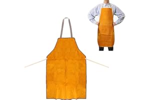 Ibluelover Cowhide Leather Welding Apron Heat&Flame-Resistant Work Apron Wear Resistant Protection Apron Safe Workwear Apron