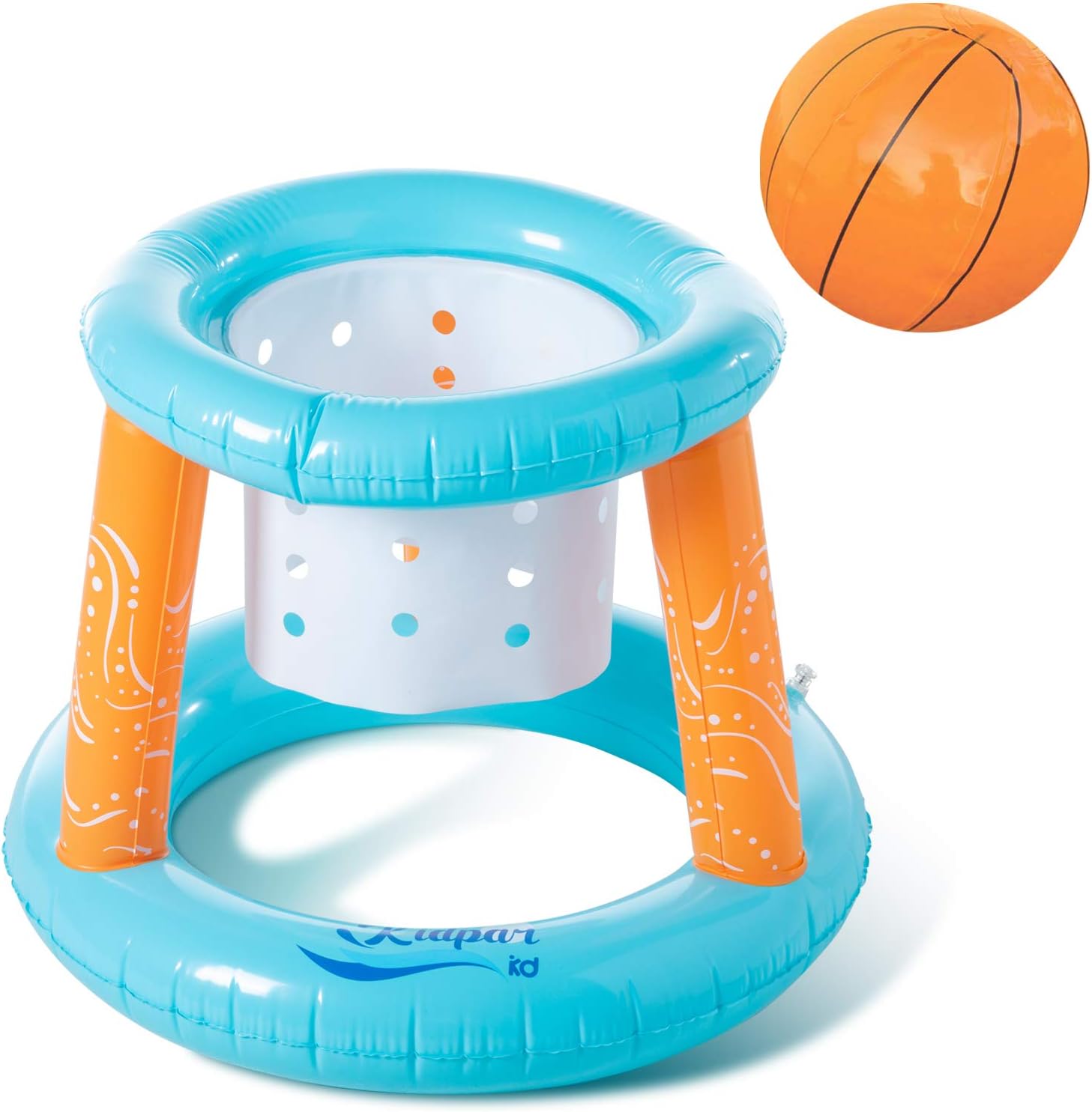 KIDPAR Inflatable Pool Float Set Volleyball Game and Basketball Hoops with 2 Balls Kids and Adults Swimming Game Toy, Floating, Summer Floaties, Volleyball Court (105”x28”x35”)Basketball (27”x23”x27”): Toys & Games