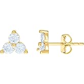 10kt Yellow Gold Womens Cubic-Zirconia Trillion Fashion Stud Earrings